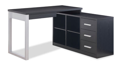 Owen 55" Reversible Corner Office Desk with 4-Drawers & Cubbies – Black | Bureau en coin réversible Owen de 55 po avec 4 tiroirs et compartiments - noir