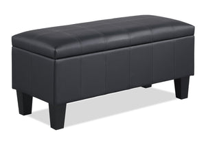 Pouf de rangement James de 39,25 po en similicuir - noir