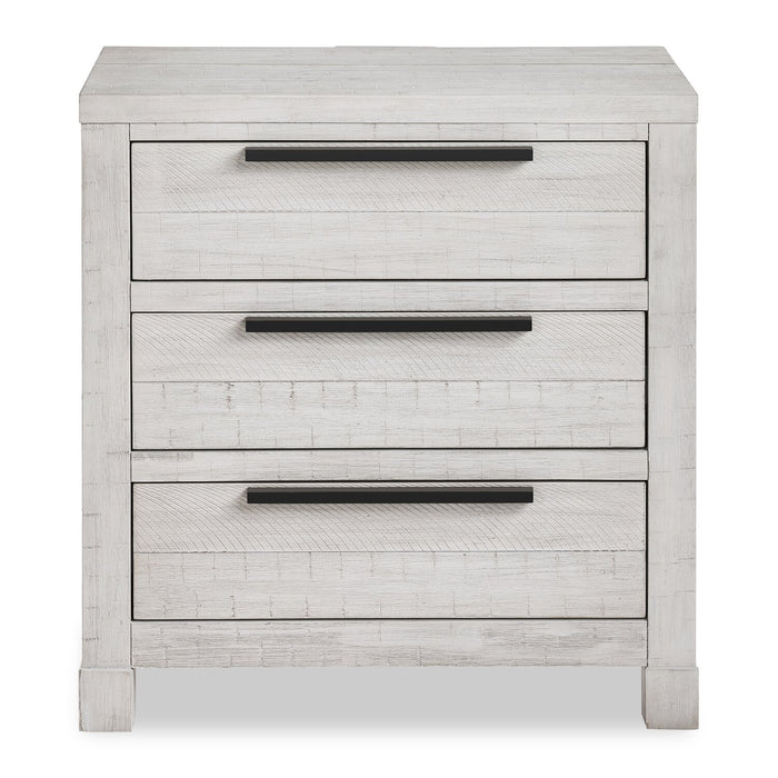 Ensemble de chambre à coucher Haven 6 pièces blanc avec lit à panneaux, commode, miroir et table de nuit - format grand lit