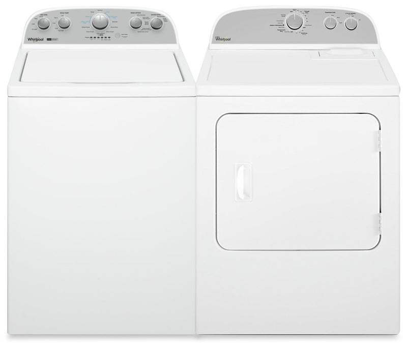 Laveuse Whirlpool à chargement par le haut de 4,4 pi3 avec agitateur amovible et sécheuse électrique de 7 pi3