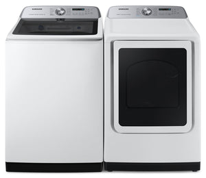 Laveuse à chargement par le haut de 6 pi3 et sécheuse électrique de 7,4 pi3 avec vapeur de Samsung - blanches