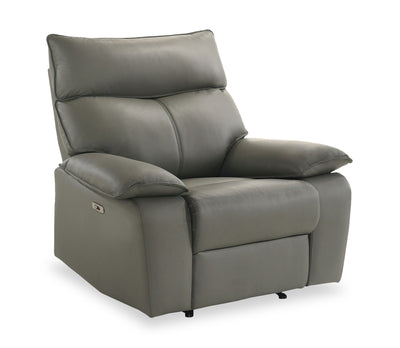 Matteo 42" Genuine Leather Power Reclining Chair - Aviarah Grey | Fauteuil à inclinaison électrique Matteo de 42 po en cuir véritable - gris Aviarah | MATTGYPC