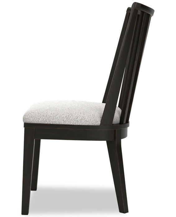 Chaise de salle à manger Shaw en tissu de polyester avec dossier à lattes - noire