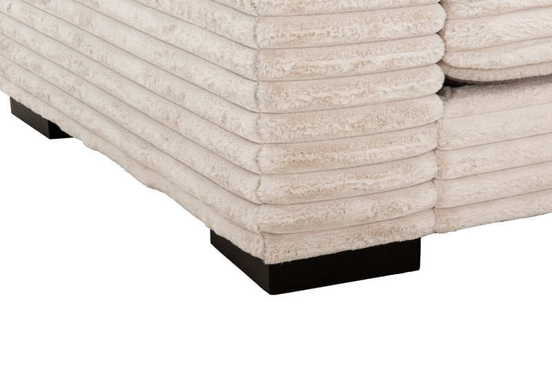 Sofa sectionnel Alto 2 pièces en tissu de fausse fourrure très douce avec deux porte-gobelets et ports USB - vison taupe