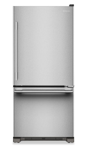 Réfrigérateur KitchenAid de 19 pi³ et de 30 po de profondeur standard à congélateur inférieur - KRBR130SPS