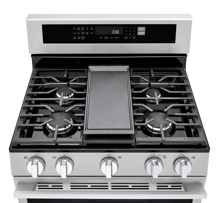 Cuisinière intelligente à gaz LG de 6,3 pi3 avec friture à air - acier inoxydable résistant aux traces de doigts - LRGN6325X