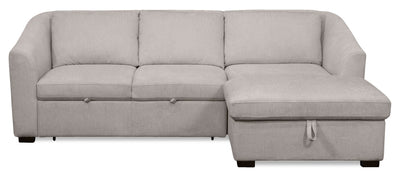 Envy 2-Piece Right-Facing Chenille Fabric Sleeper Sectional with Storage Chaise - Fog Grey | Sofa-lit sectionnel de droite Envy 2 pièces en tissu de chenille avec fauteuil long de rangement - gris brouillard