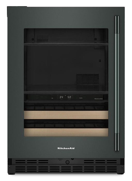 Refroidisseur à boissons KitchenAid de 24 po avec grilles à devant en bois - minerai noir - KUBL524SJP