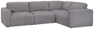 Sofa sectionnel modulaire Lotus de Kort & Co. 4 pièces en tissu de chenille avec coussins en duvet et plumes - gris anthracite