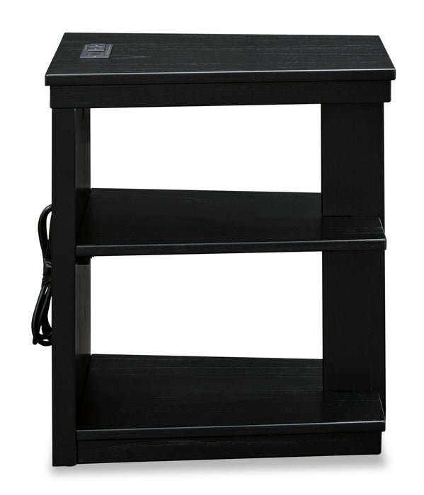 Table de fauteuil contemporaine Julian de 16 po avec ports USB - noire