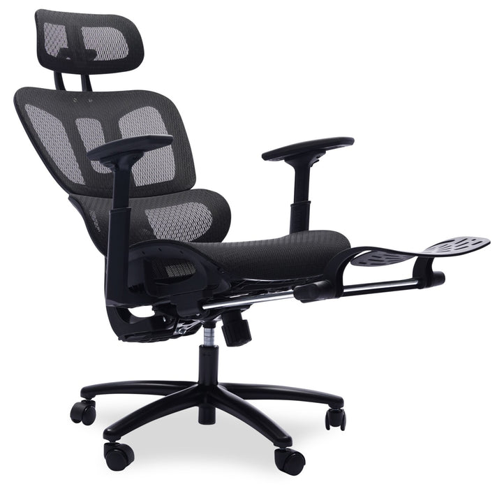 Chaise de bureau réglable Diego de Sealy de 26,3 po avec rembourrage en mailles et repose-pied - noire
