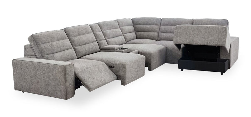 Sofa sectionnel de droite Prestige de Shaquille O’Neal Home 7 pièces avec inclinaison et coulissement électrique - gris