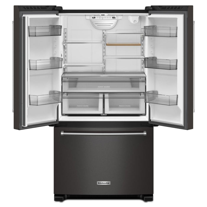 Réfrigérateur KitchenAid de 36 po et de 20 pi3 de profondeur comptoir à portes françaises - acier inoxydable noir - KRFC136RBS