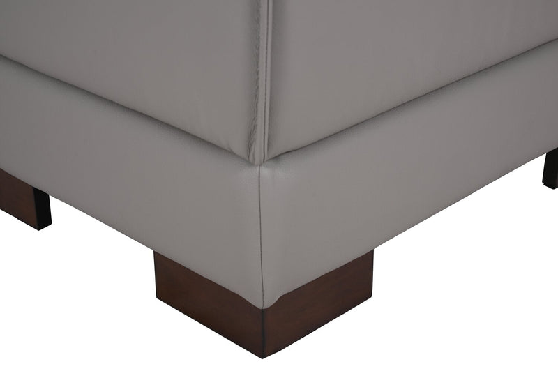 Pouf Citadel de 28 po en cuir véritable de qualité supérieure avec pattes en bois - gris