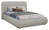 Lit plateforme rembourré Luka en tissu de polyester gris, moderne – format lit double