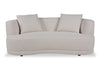 Causeuse arrondie Moon de 78 po en tissu avec coussins décoratifs - blanc amande laineux
