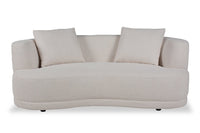  Causeuse arrondie Moon de 78 po en tissu avec coussins décoratifs - blanc amande laineux