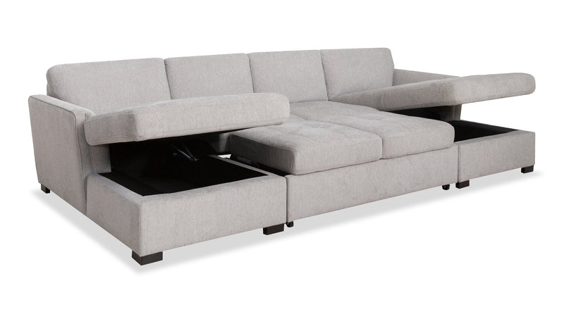 Sofa sectionnel Vault 3 pièces avec causeuse-lit et deux fauteuils longs de rangement - gris