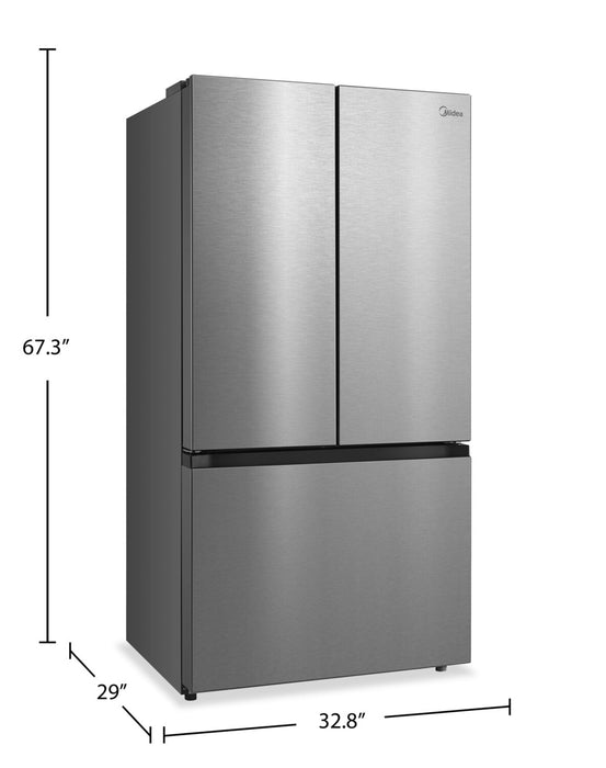 Réfrigérateur Midea de 22,6 pi3 et de 33 po de profondeur comptoir à portes françaises avec machine à glaçons - MRF23I7AST