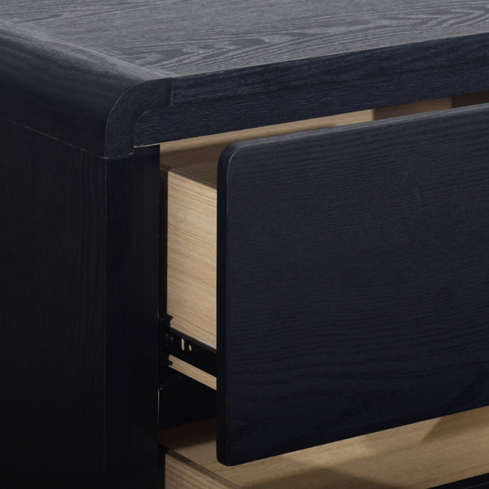 Table de nuit moderne du milieu du 20e siècle Milan de 22 po (l) x 26 po (H) à 2 tiroirs - noire