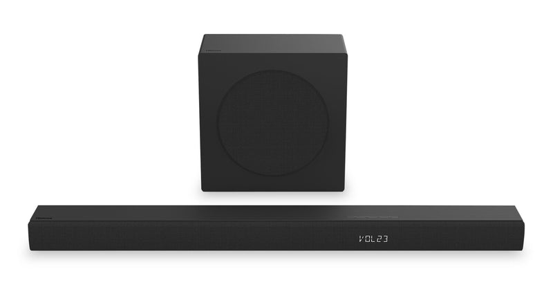 Barre de son Hisense à 3.1 canaux avec Dolby AudioMD, DTS Virtual:XMC et caisson d’extrêmes graves sans fil de 480 W (HS3100)