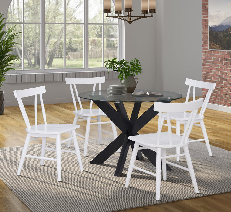 Chaise de salle à manger Remi avec dossier à lattes courbé - blanche