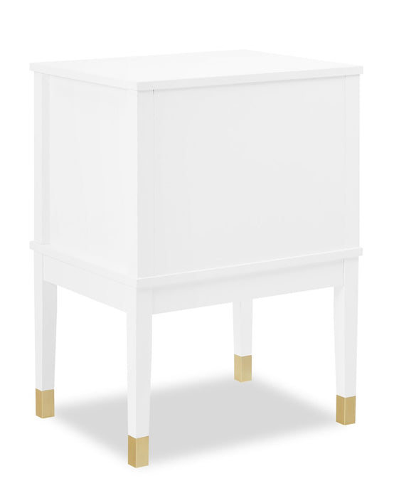 Table de nuit Alia de 18 po (l) x 25,75 po (H) à 2 tiroirs avec touche dorée - blanche