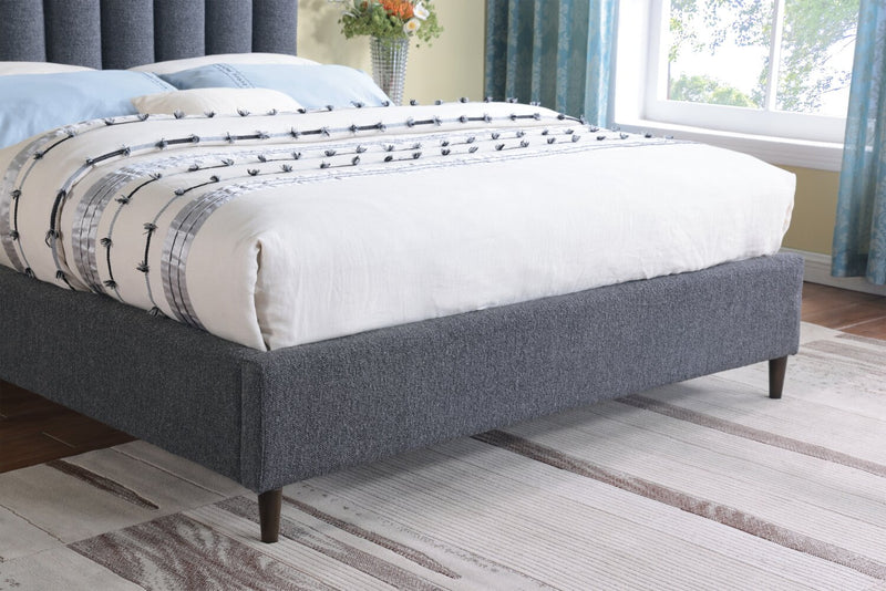 Lit plateforme rembourré Rain de Kort & Co. en tissu anthracite capitonné - format grand lit