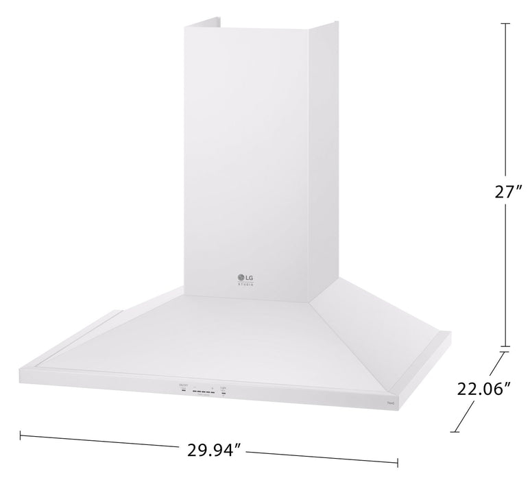 Hotte cheminée intelligente de cuisinière LG Studio de 30 po et de 600 pi3/min - essence blanche - LSHD3080N