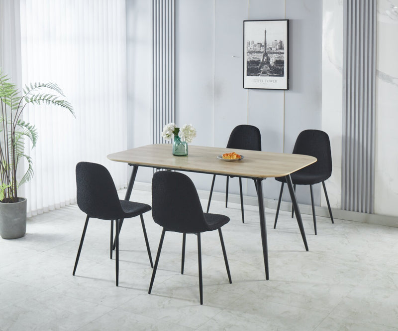 Ensemble de salle à manger Joss 5 pièces avec table et 4 chaises - rallonge papillon 63 po à 86,5 po (L), métal - naturel et noir