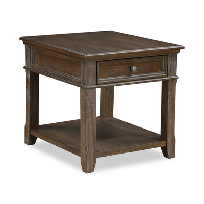 Weston 24” Traditional End Table with Storage and USB Port - Brown Elm | Table de bout traditionnelle Weston de 24 po avec rangement et ports USB - orme brun