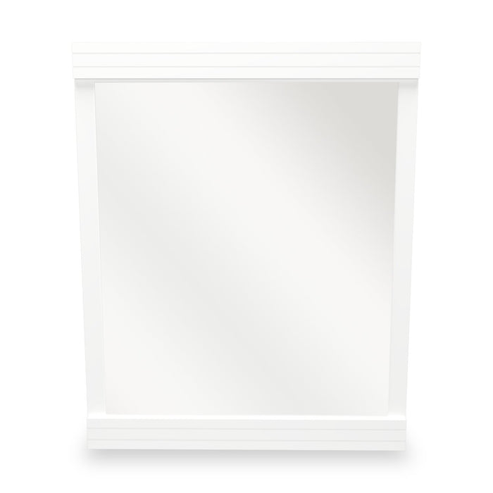 Ensemble de chambre à coucher Riley 5 pièces avec lit à panneaux, commode et miroir, fabriqué au Canada, blanc - format lit double