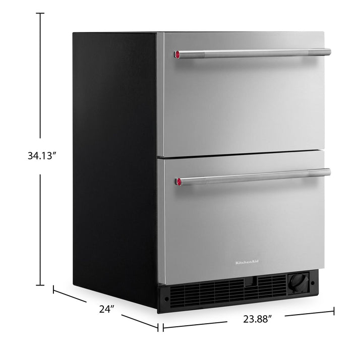 Tiroir réfrigérateur-congélateur double KitchenAid de 5,7 pi³ et de 24 po sous le comptoir - acier inoxydable - KUCT524SSB