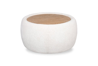 Rio 36" Chenille Fabric Cocktail Ottoman with Wood Top and Legs - Alabaster White | Pouf table à café Rio de 36 po en tissu de chenille avec dessus et pattes en bois - blanc albâtre