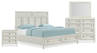  Ensemble de chambre à coucher Casa 6 pièces avec lit, commode, miroir et table de nuit, blanc - format très grand lit