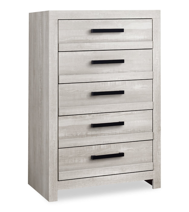 Commode verticale de chambre à coucher Aspen de 32 po (L) x 49 po (H) à 5 tiroirs - grise