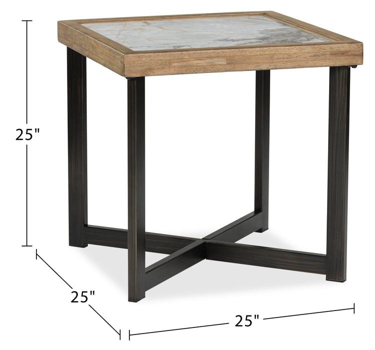 Table de bout contemporaine Marina de 25 po avec carreau en pierre - naturelle