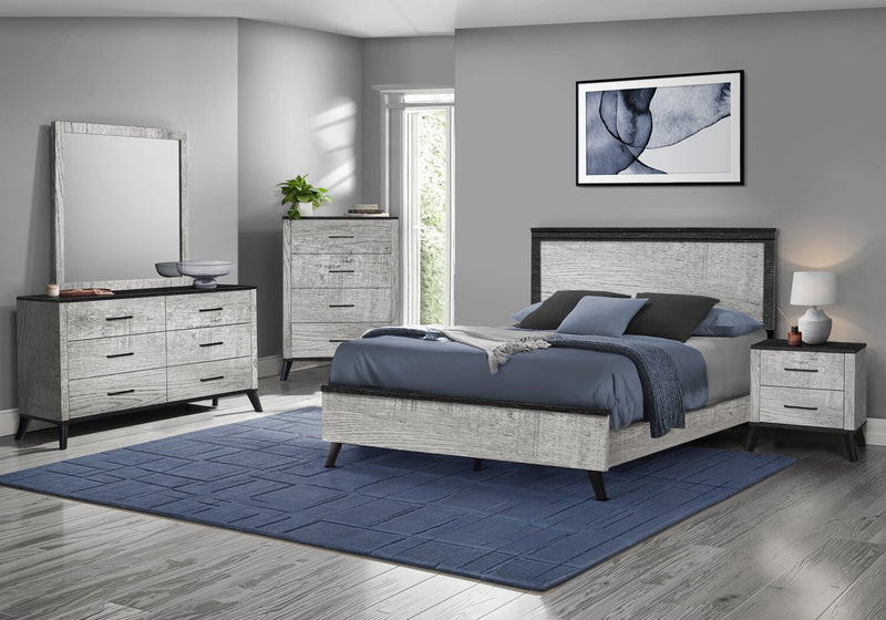 Commode de chambre à coucher Blake de 60 po (L) x 32 po (H) à 6 tiroirs - grise et noire