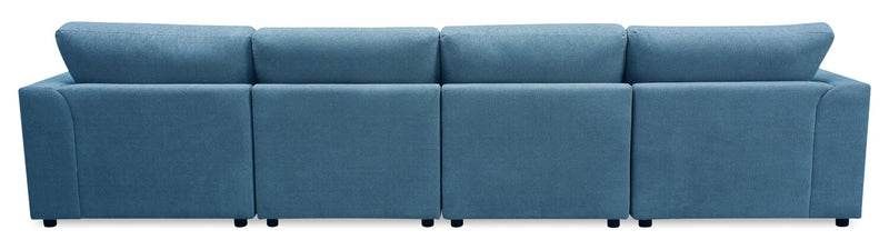 Sofa sectionnel modulaire en forme de U Voyage 4 pièces en tissu avec coussins de dossier amovibles - bleu