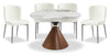 Ensemble de salle à manger Alwin 5 pièces en métal avec table ronde de 47,25 po (L), dessus en pierre frittée et 4 chaises - brun et blanc