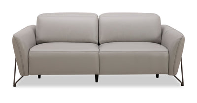 Riviera Top-Grain Genuine Leather Power Reclining Sofa - Light Grey | Sofa à inclinaison électrique Riviera en cuir véritable de qualité supérieure - gris clair