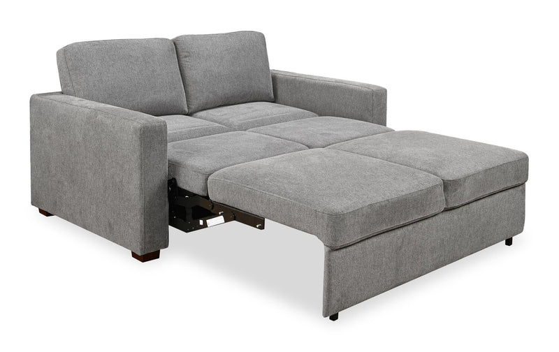 Sofa-lit Drift de 66,5 po en tissu d’apparence lin avec accoudoirs rectilignes - gris