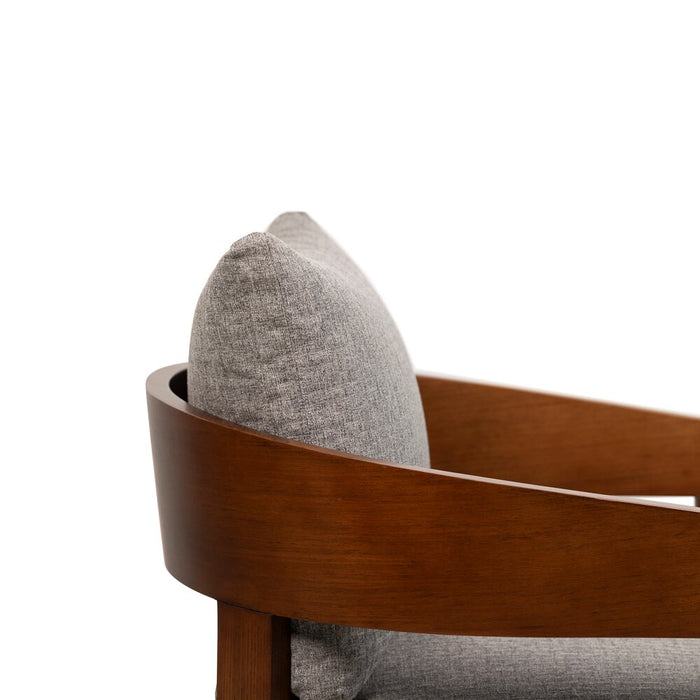 Fauteuil d’appoint Amor 28,54 po en tissu avec accoudoirs et pattes en bois - gris