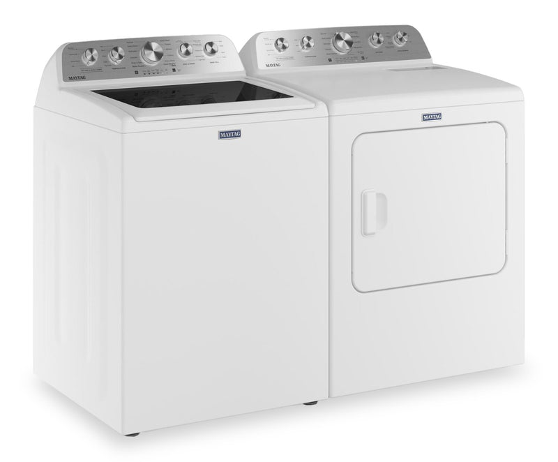 Laveuse à chargement par le haut 5,5 pi³ avec Animal Pet Pro et sécheuse électrique Animal Pet Pro 7,0 pi³ de Maytag - blanches