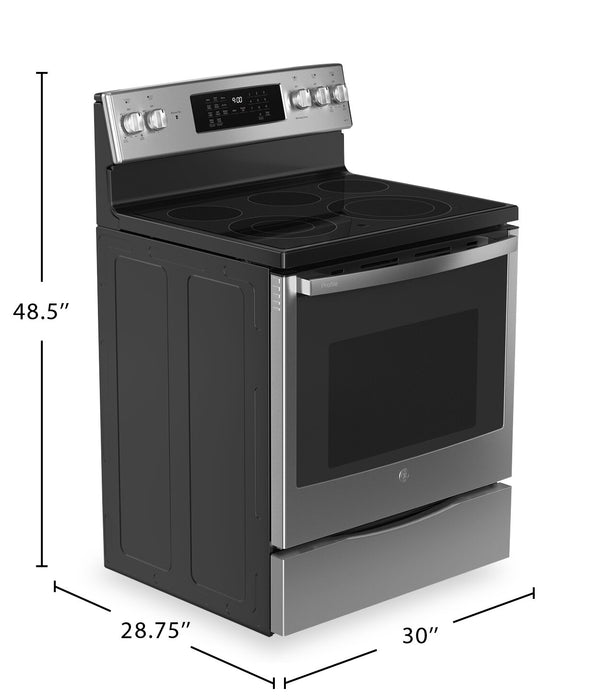Cuisinière électrique intelligente GE de 30 po - acier inoxydable résistant aux traces de doigts - PCB900YVFS