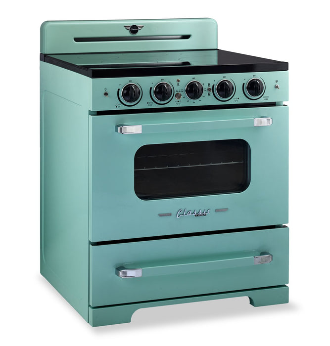 Cuisinière à induction Classic Rétro par Unique de 30 po et de 3,9 pi3 - turquoise brume marine - UNQ-30CR IC T