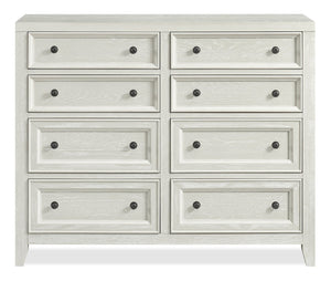 Commode Casa de 54 po (l) x 44 po (H) à 8 tiroirs en bois pour la chambre à coucher - blanche