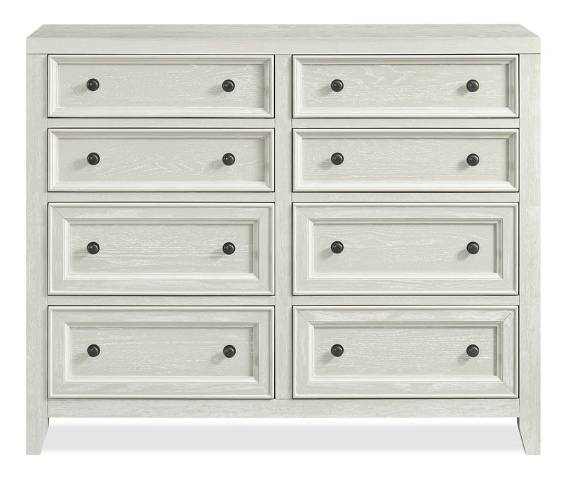 Commode Casa de 54 po (l) x 44 po (H) à 8 tiroirs en bois pour la chambre à coucher - blanche