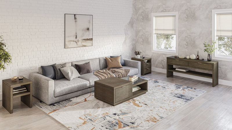 Table de bout moderne Hatfield de 20 po en bois massif - brun champêtre