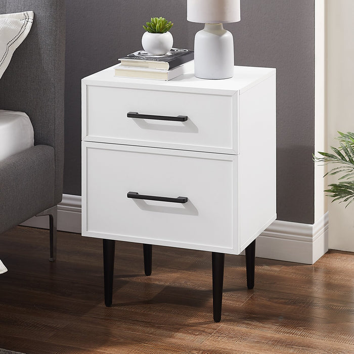 Table de nuit Brax de 18 po (l) x 25,75 po (H) à 2 tiroirs - blanche
